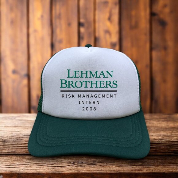 Lehman Brothers Risk Management Intern 2008 Mens Trucker Hat Green Market Crash